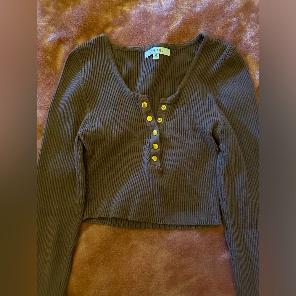 Adorable Cropped Button Up Long- Sleeve